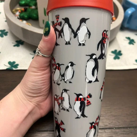 Vera Bradley Penguin Travel Mug with Red Lid - Picture 1 of 8